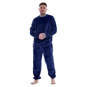 Keanu Mens Fleece Long Pyjama Set / Navy